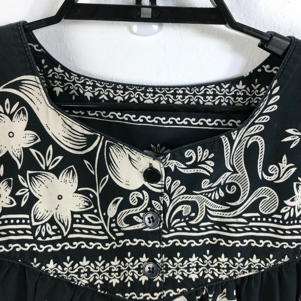 Vintage 90s Hawaiian House Dress Size‎ M Cotton Short Sleeve Womens Midi *Fading - Picture 6 of 7